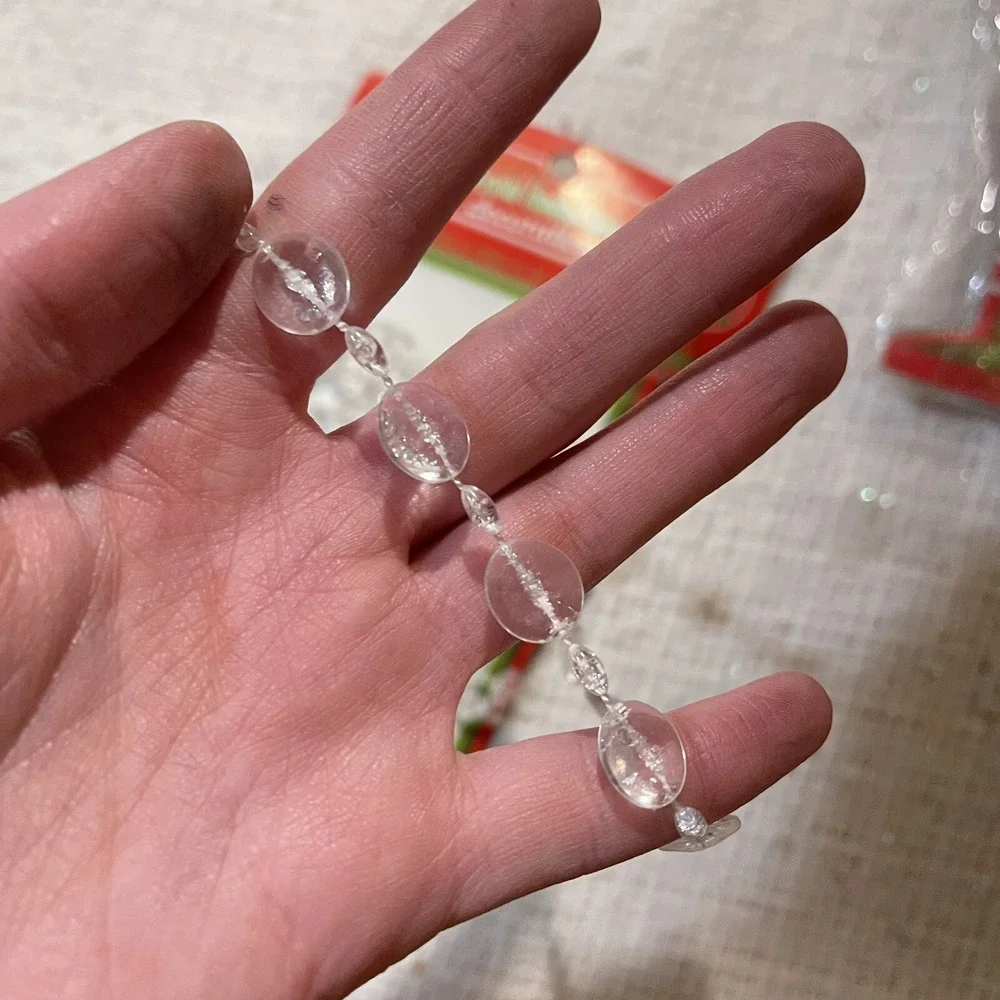 Vtg Strand Crystal Christmas Beaded Bead‎ Chain Garland 27 Feet Set of 3 NEW